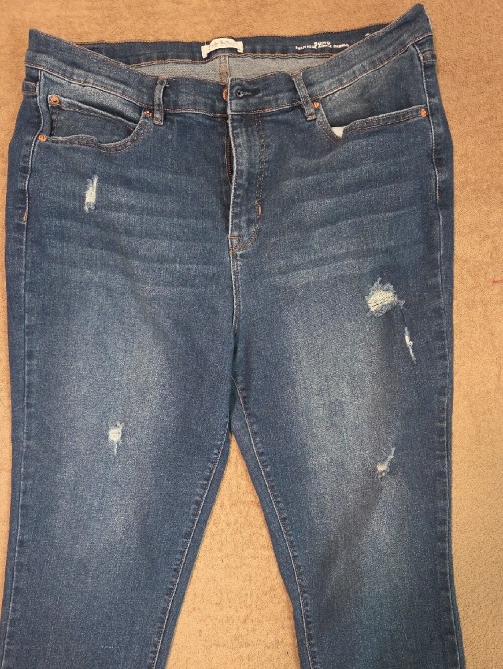 NICOLE MILLER SOHO High Rise Ankle Skinny Medium Wash Distressed Jeans Size 16 - Picture 2 of 4